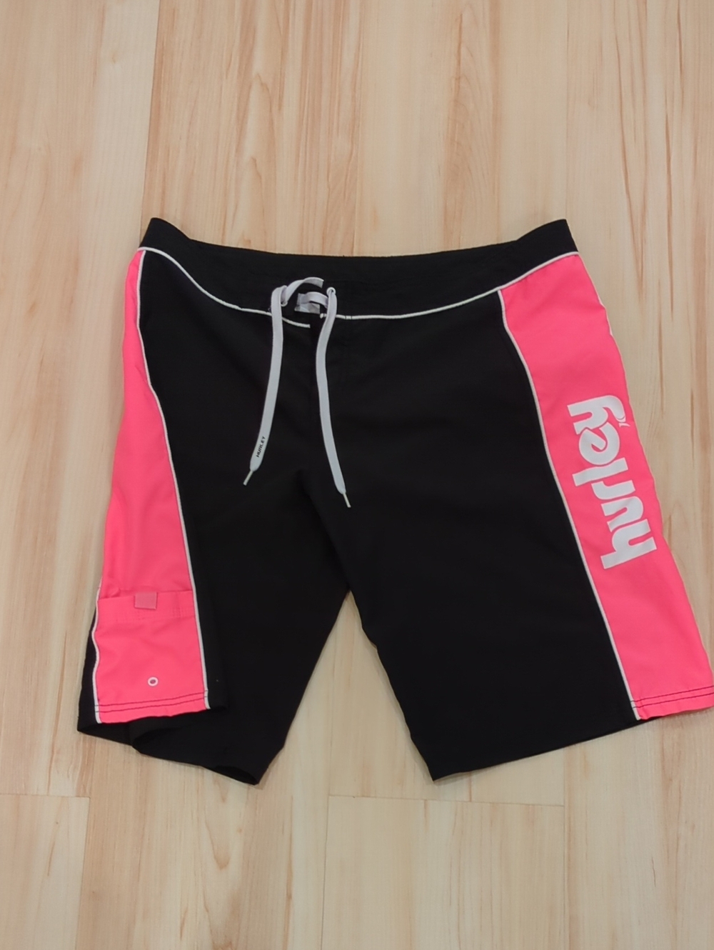 Hurley Black with Hot Pink Side Panel Swim Shorts